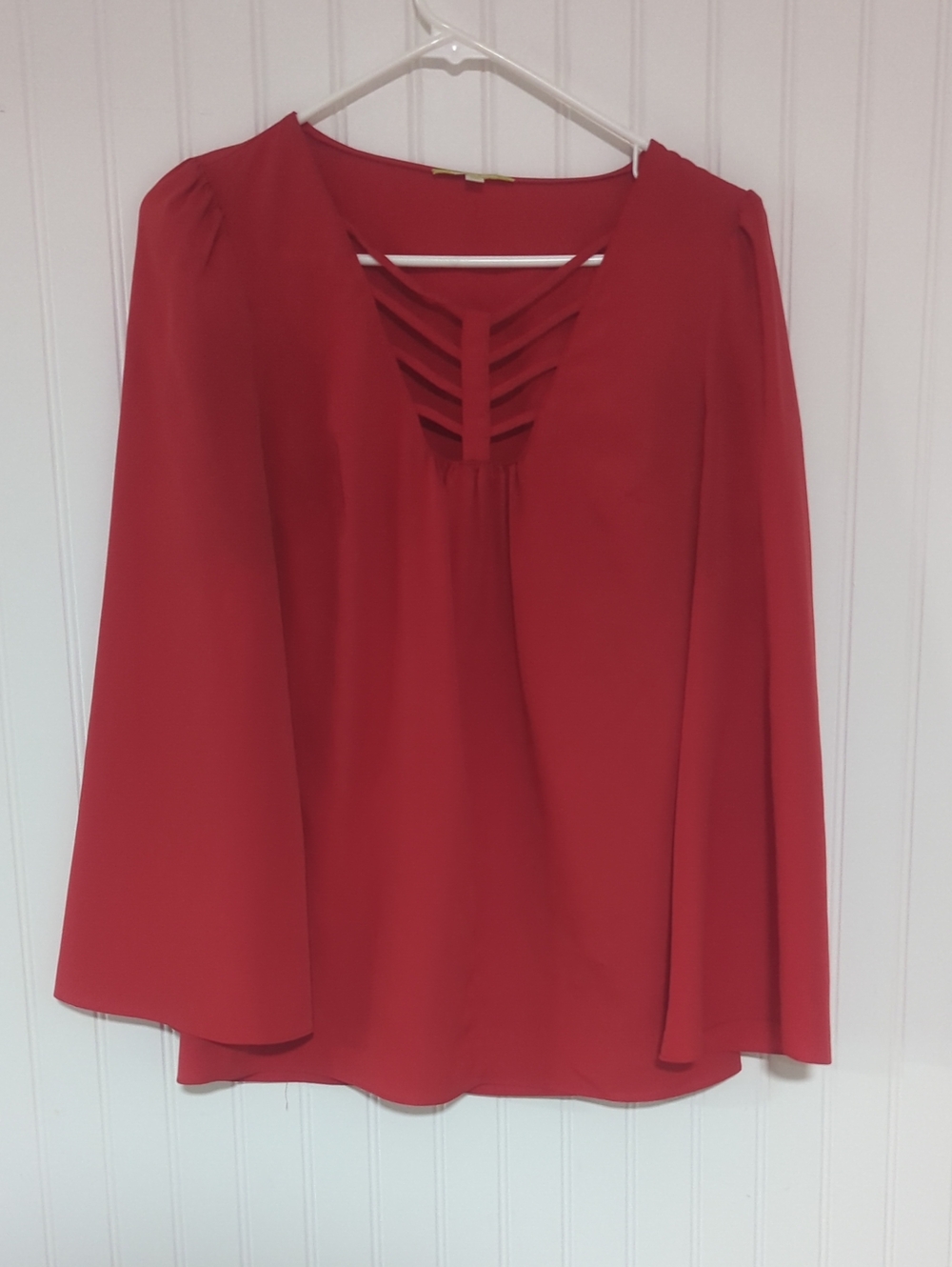 Gianni Bini Red Strappy V-Neck Blouse